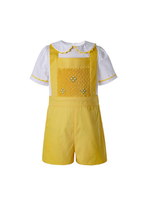 Easter Boy Clothing Sets With White T shirt Yellow Casual Shorts