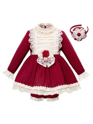 Red Autumn Girl Clothing Set Dress+PP Pants B232