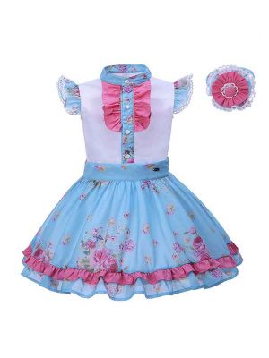 Flower Printed Kids Clothing Set-1348