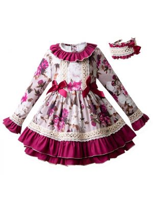 England Style Girl Floral Autumn Dress B220