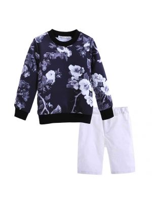 Autumn Spring Boys Flower Printed Clothes 020L