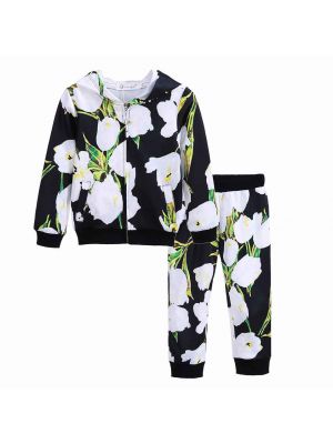 Girl Clothing Set Flower Rose Printed Suits