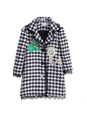 Autumn Spring Houndstooth Girl Coats 2