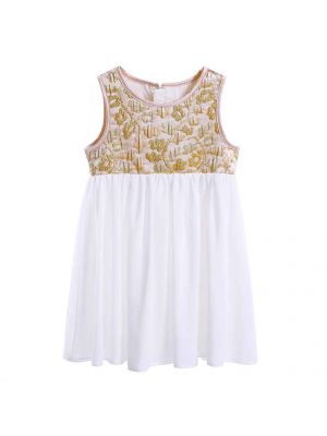 Summer Girls Sleeveless Flower Printed O-neck Dress 730F