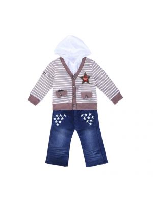 Autumn Striped Boys Cotton Clothing Set 8
