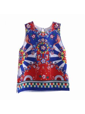 Baby Girls T-Shirt Sleeveless Pattern Printed 537F