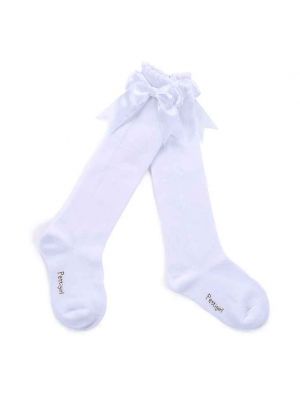 Girls White Socks With Handmade Bow-knot 