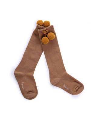 Girls Camel Pom Pom Socks