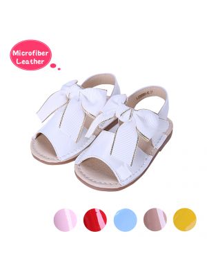 White Cute Girls Sandals Shoes With Handmade Bow-knot