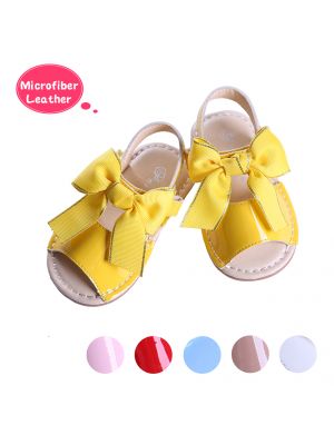 Yellow Cute Girls Sandals Shoes With Handmade Bow-knot