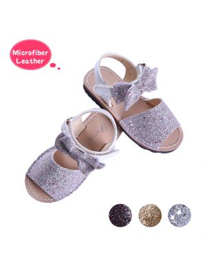 Pink Glitter Sequin Girls Party Shoes With Handmade Bow-knot