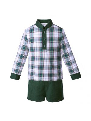 Green Grid Boys Clothing Sets