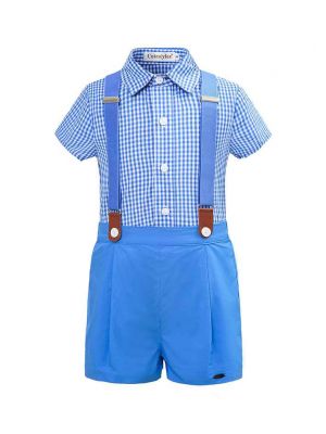 Blue Grid Boy Clothing Set 