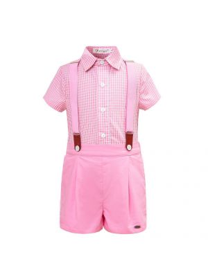 (ONLY Left 2Y 5Y 6Y ) Pink Grid Boy Clothing Set