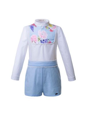 Blue Flower Printed Boy Clothing Set 