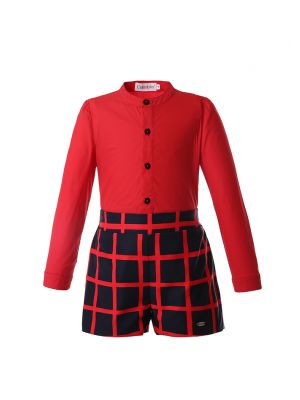 Red Plaid Boy Clothing Set
