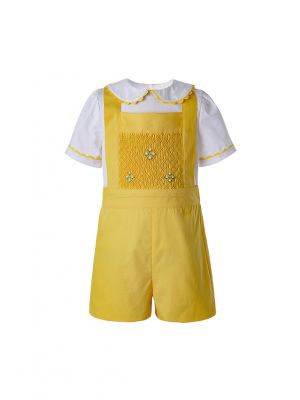 Easter Boy Clothing Sets With White T-shirt + Yellow Casual Shorts                        