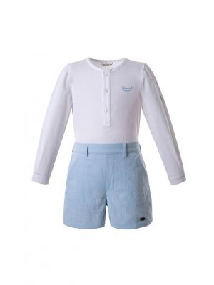 New Boys Clothing Sets White Shirt + Blue Short Cotton Boys Wear                   