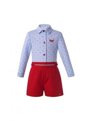 Baby Kids Boutique Boys Clothing Sets Character Shirt + Red Shorts