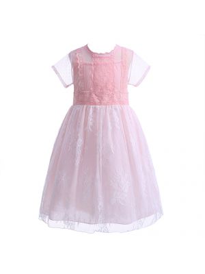 Pink Girl Floral Lace Fluffy Dresses 036