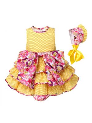 Yellow Dot Layer Baby Girl Clothing Set B178