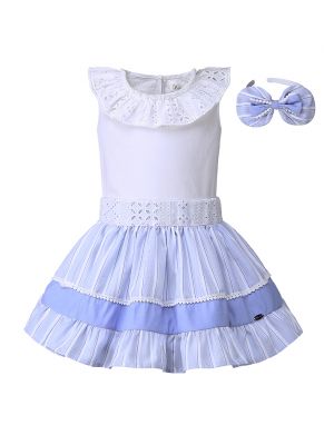 Summer White Girls Clothing Sets-B191