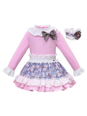 Pink O-Neck Girls Clothing Sets B228
