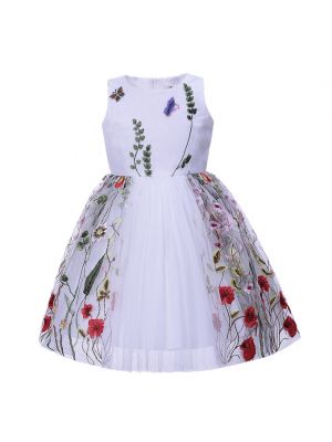 New Design Summer Girls White Wedding Dress B37