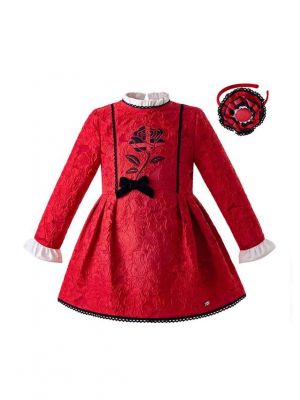 2019 New Red Long Sleeve Dress With Bow+Headwear