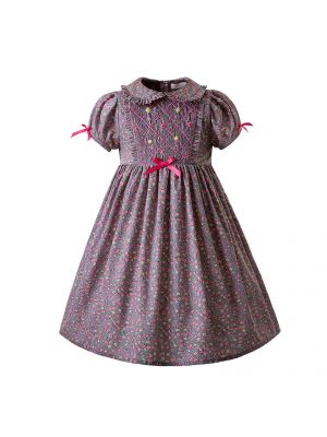 Floral Smocking Dress Girl Easter Smocking Outfits B405