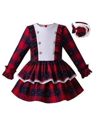 New Arrival Autumn Girl Dress With Headhand C91