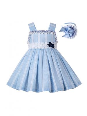 Light Blue Summer Girls Ruffles Girls Boutique Dress + Hand Headband