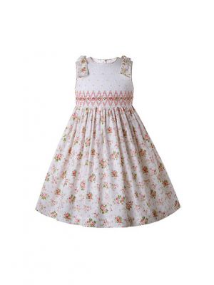 Floral Smocking Pleated Dress