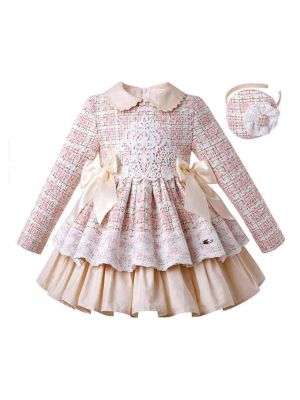 Girls Autumn Small Fragrance Tweed Dress + Handmade Headband