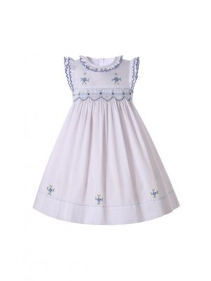 Classical Baby Girls White Smocked Dress