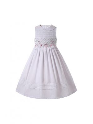 SS22 White Girls Smocked Dress