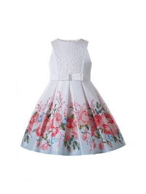 Rose Print Sleeveless Girls Dress