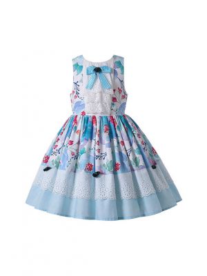 Beautiful Oil Painting Patterns Sleeveless Summer Girls Dress