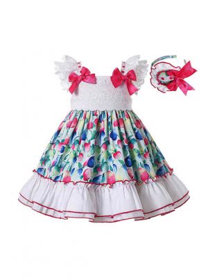 Colorful Girls Ruffle Dress + Handmade Headband