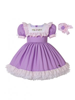 New Purple Fluffy Girls Dress for Easter Ramadan + Handmade Headband