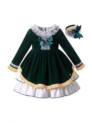 AW21 Double-layered Collar Girls Dress + Handmade Headband