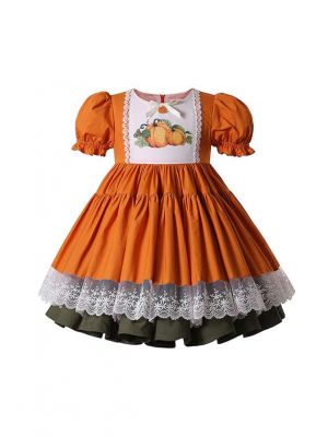 Halloween Pumpkin Pattern Orange Dress