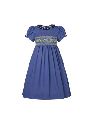 Puff Sleeve Girls Smocked Dress