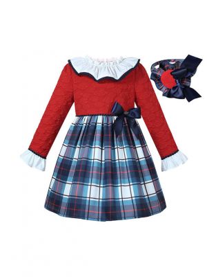 Back to School Girls Red and Blue Plaid Dress