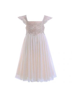 Girls Summer Pink Embroidery Tulle Wedding Dress 813