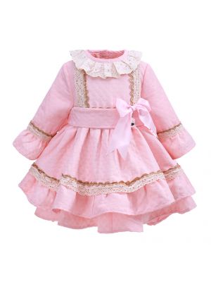 Pink Girl Dress Wtih Lace Hairband 903