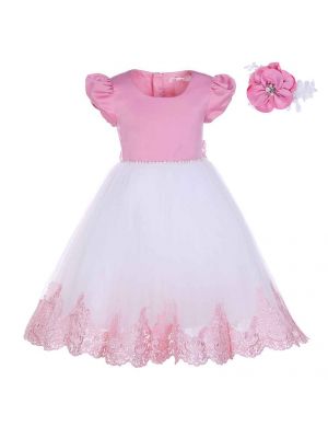 New Girl Party Dress White&Pink 1087P