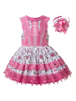 Summer Backless Hot Pink Bow Princess Dress B254