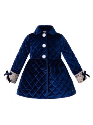 Royal Blue Diamond Pattern Winter Girls Coat