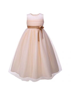 New Beige Girls Party Dresses With Flower Sash Beading GD81204-13